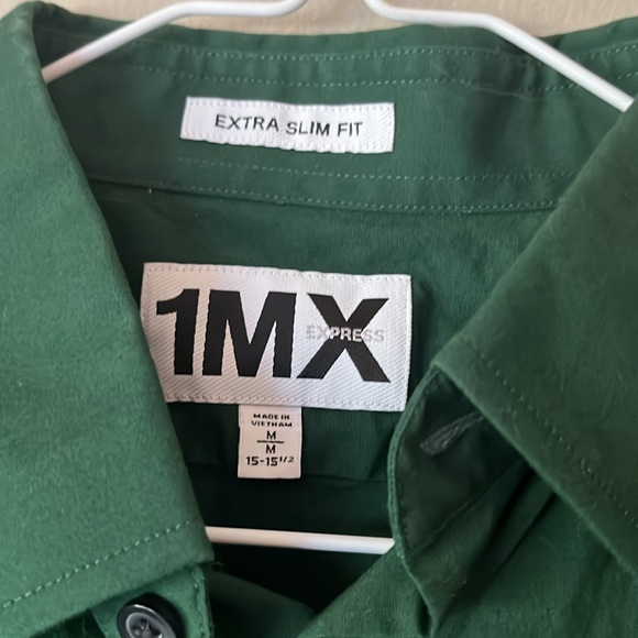 Express Extra Slim Fit Green Dress Shirt M - Picture 2 of 4